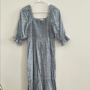 Madewell Blue Floral Midi Dress